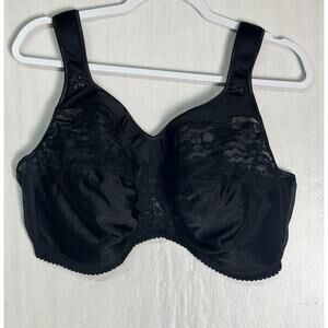 Comfort Choice Bra Black Lace Full Coverage Support Lifting Shaping Size 48DD